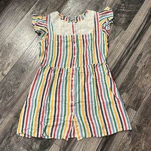 Studio west dress size L button up dress stripes blue yellow green gently used